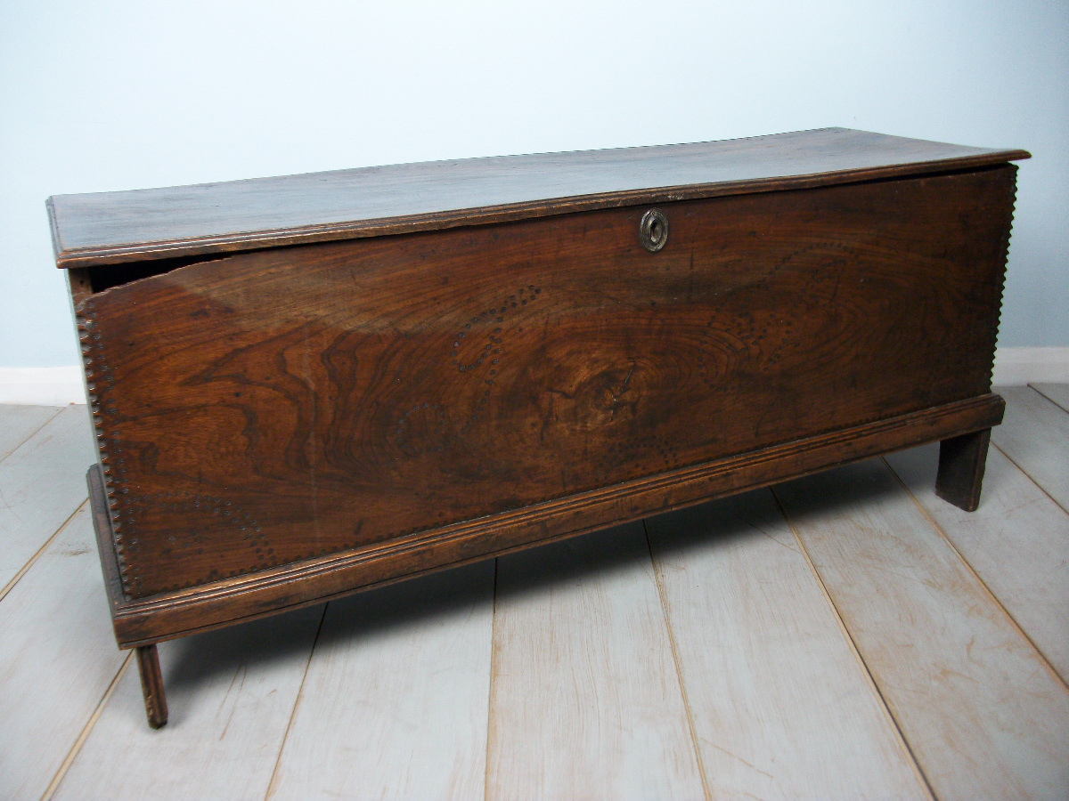 17th century elm six plank coffer